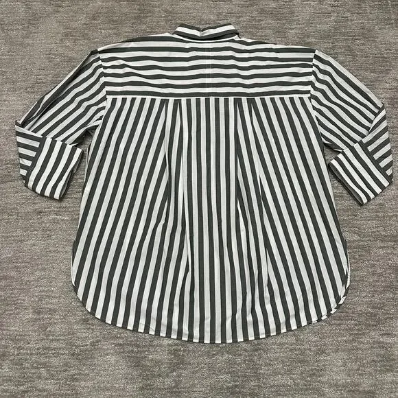 Banana Republic Shirt Womens XXL Gray White Striped Oversized Long Sleeve - Picture 6 of 13